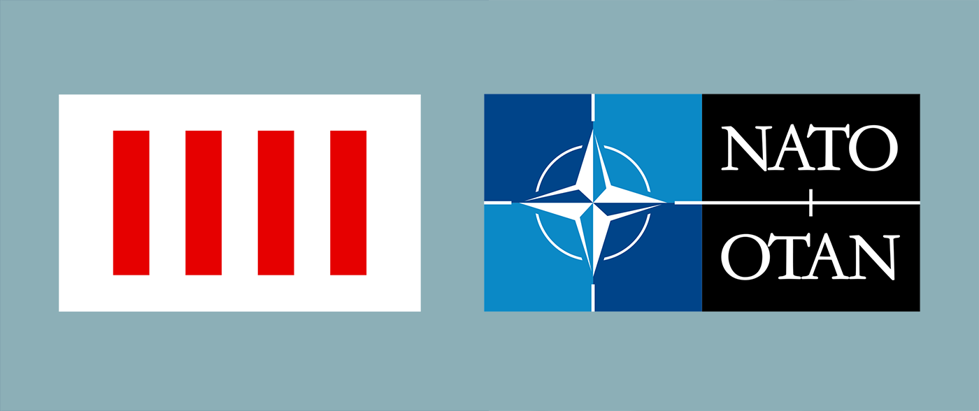 UN Flag of Honor (Flag of the Four Freedoms) and NATO Flag — Alpha