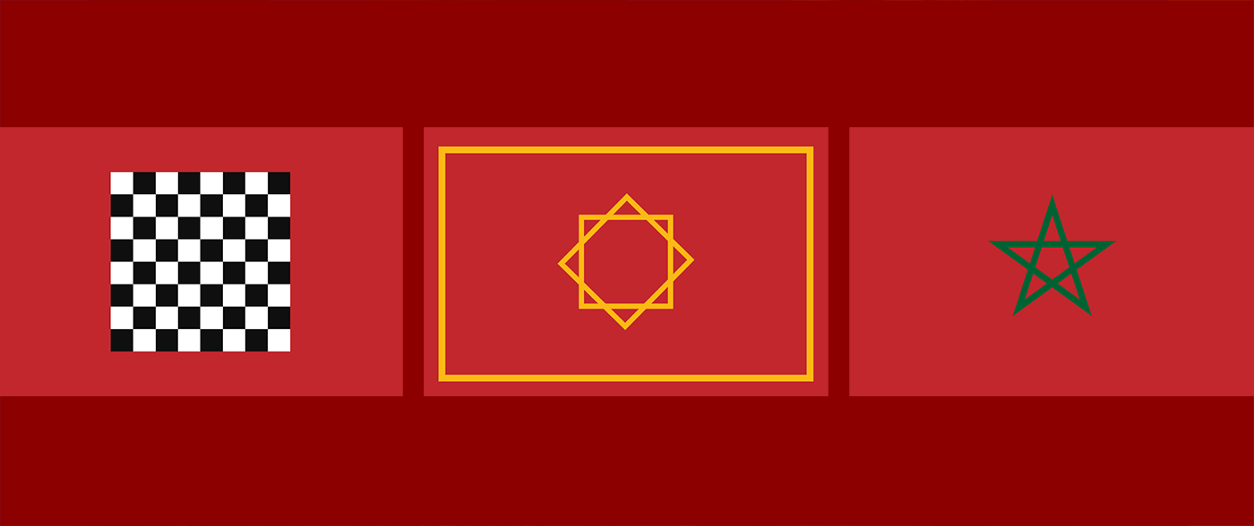 Alpha. Evolution of the flag of Morocco